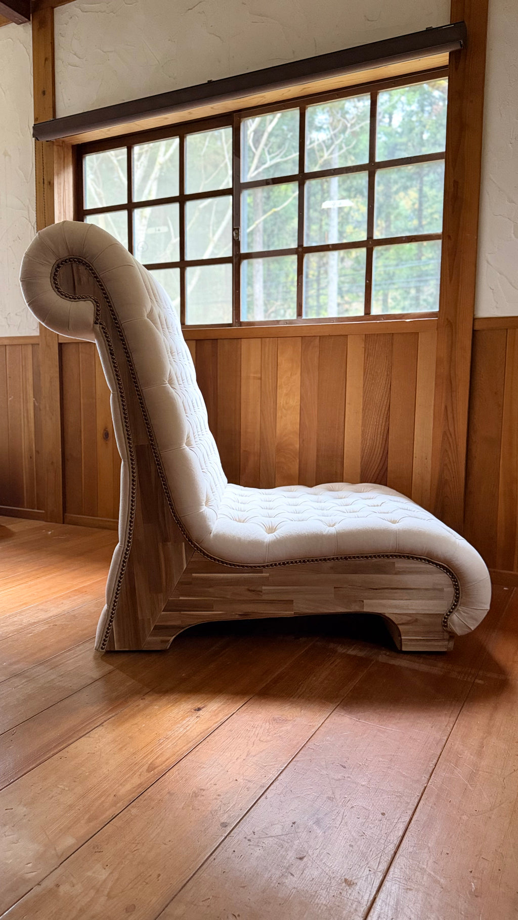 1人掛けラウンジソファ｜帆布×ボタンタフティング｜Toile Sofa